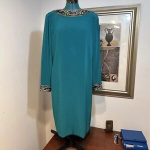 Niteline By Della Roufogali Women’s Teal Beaded Lined Formal Dress Size 12